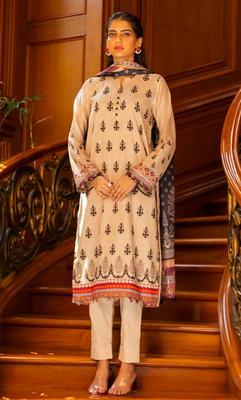 3 Pcs Women's Unstitched Lawn Digital Print Suit