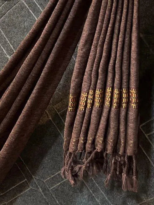 Luxurious 1 Pc Men's Velvet Plain Shawl in Brown Color