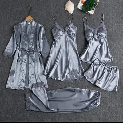 Silk Plain Comfortable And Lightweight Nightwear Set