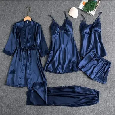 Silk Plain Comfortable And Lightweight Nightwear Set