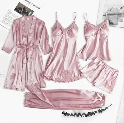 Silk Plain Comfortable And Lightweight Nightwear Set