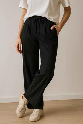 Shadow Luxe Wide-Leg Trousers - Black