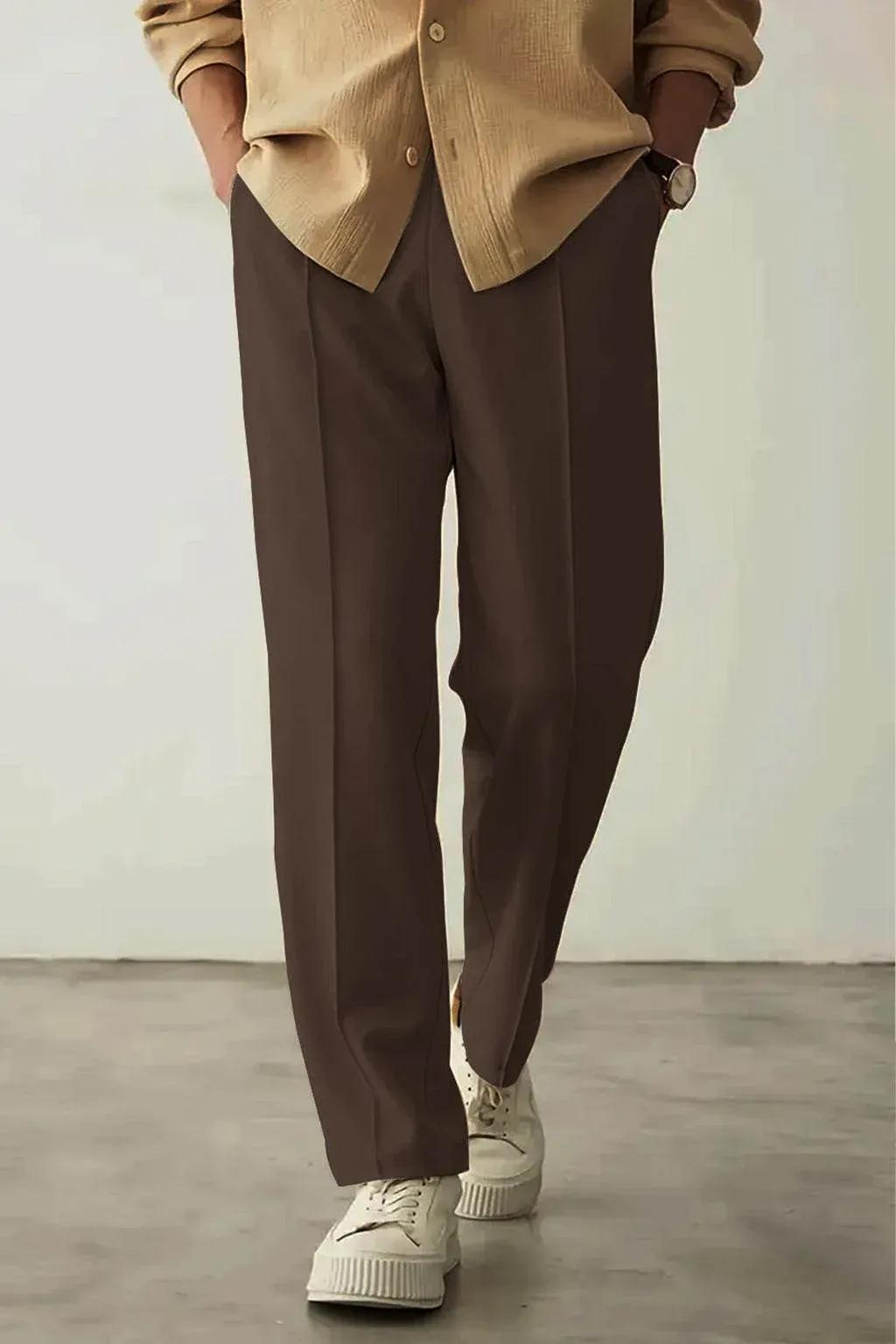 Relaxed Fit Platted Trouser - Cream Beige