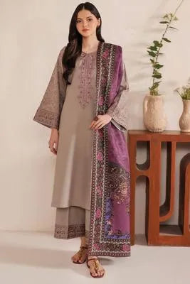 3 Pcs Women's Unstitched Embroidered Suit