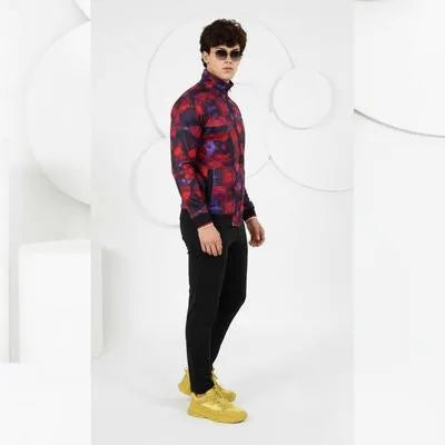 2 Pcs Men's Fleece Printed Zipper Track Suit