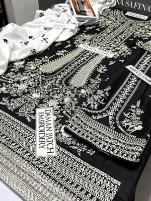 3 Pcs Women's Unstitched Embroidered Suit