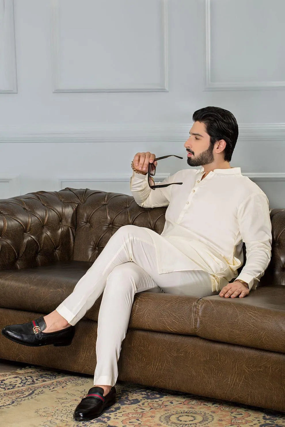 2 Pcs Men’s Stitched Wash And Wear Plain Shalwar Kameez