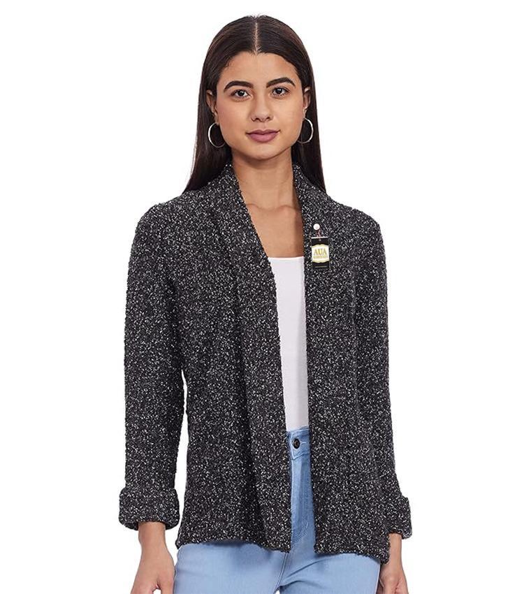 Women's Stitched Grey Wool Blazer