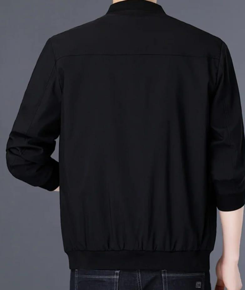 Men's Plain Fleece Jacket | Black Collared Style