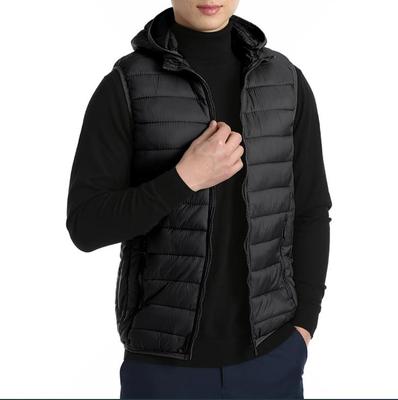 Men's Hooded Polyester Bomber Jacket -  Black